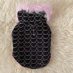 Stylish Black and Pink Heart Dog Jacket